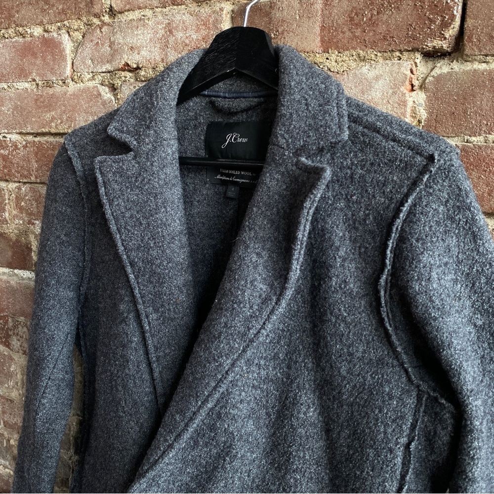 J. Crew Daphne Topcoat in Italian Boiled Wool Dark Gray Size 4 w/ Small Flaw - Picture 5 of 12